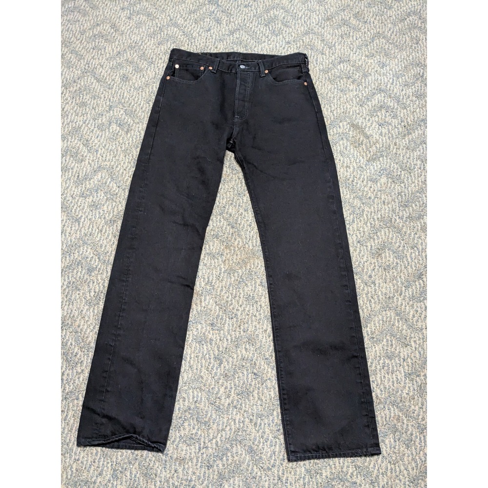 Levis 501 Original Fit Mens Black Straight Leg Button Fly Jeans W34 L36
